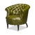 Pair of Green Leather Barrel Back Chairs For Sale - Image 4 of 12