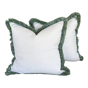 Cowtan & Tout White Pillows With Stout Brush Fringe