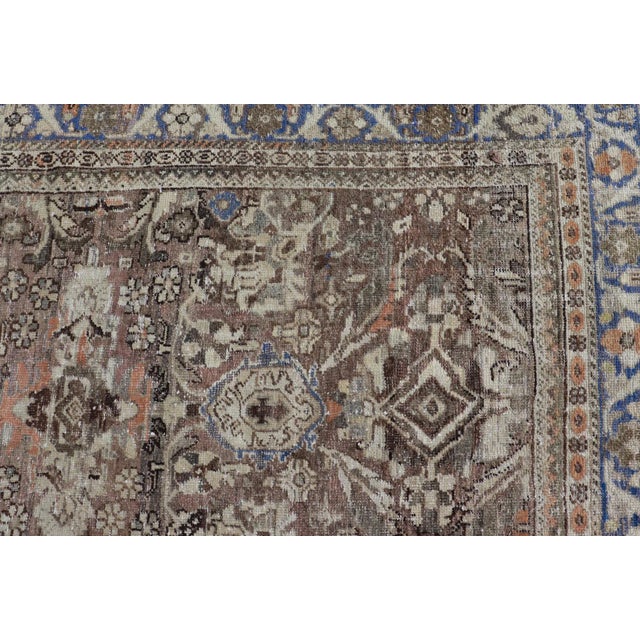 Square Antique Persian Sultanabad-Mahal Rug With All-Over Sub-Geometric Design For Sale - Image 10 of 12