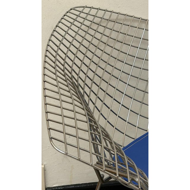 Wire 421 and 422 Diamond Chairs in Silver and Blue by Harry Bertoia for Knoll, 1970s, Set of 2 For Sale - Image 11 of 18