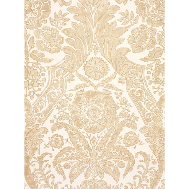 Contemporary Sample - The House of Scalamandre Luciana Damask Print Wallcovering, Sand For Sale - Image 3 of 3