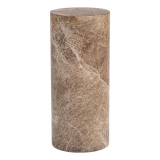 Taupe Faux Marble End Table / Pedestal Medium For Sale