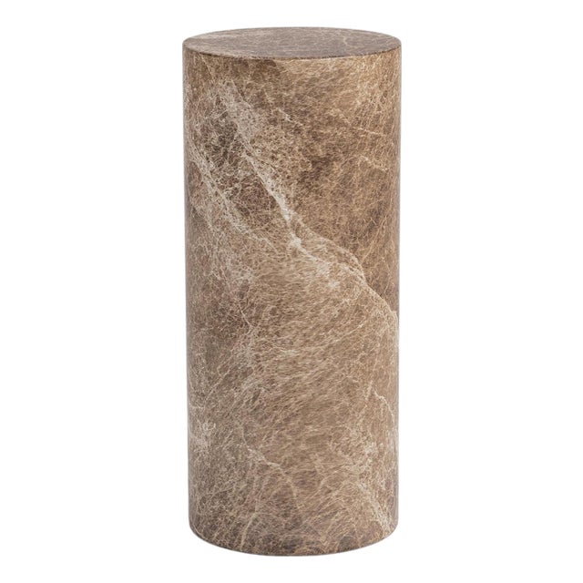 Taupe Faux Marble End Table / Pedestal Medium For Sale