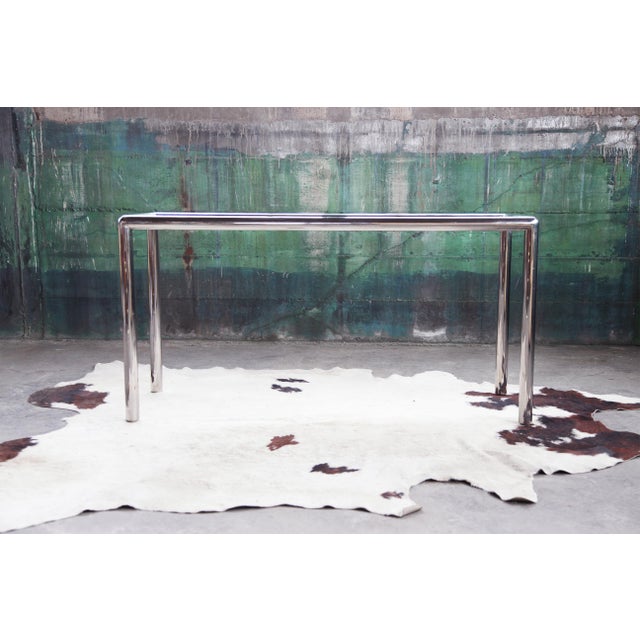 1970s Postmodern John Mascheroni Attributed "Tubo" Chrome & Marble Console Table, 1970 For Sale - Image 5 of 10