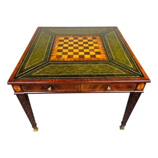 Maitland Smith Flip-Top Game Table, Burlwood & Mahogany, Circa 2000 For Sale