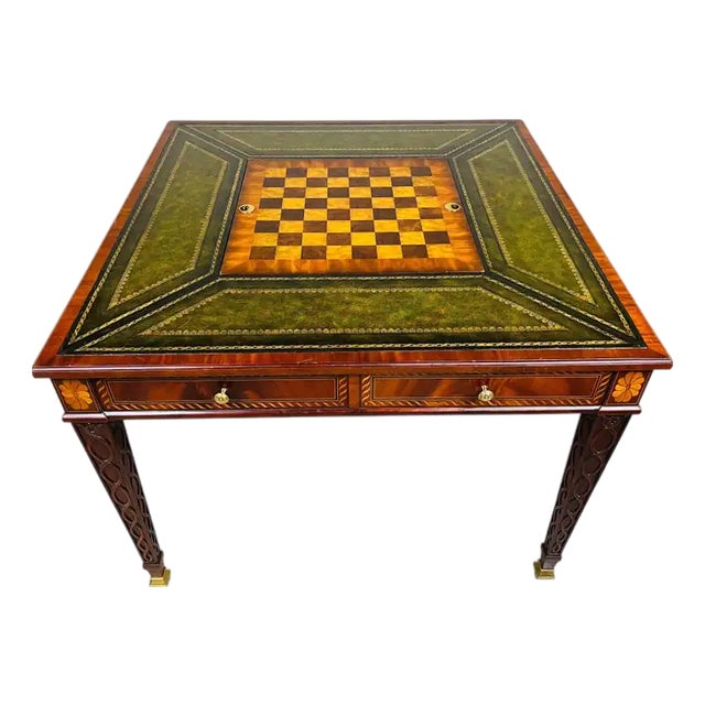 Maitland Smith Flip-Top Game Table, Burlwood & Mahogany, Circa 2000 For Sale