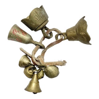 Mid-Century 1950s Witch Camel Cattle Miniature Brass Bronze 8-Piece Bells For Sale