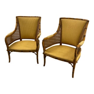 Pair of 1970s Giorgetti-Style Beech & Cane Lounge Chairs For Sale