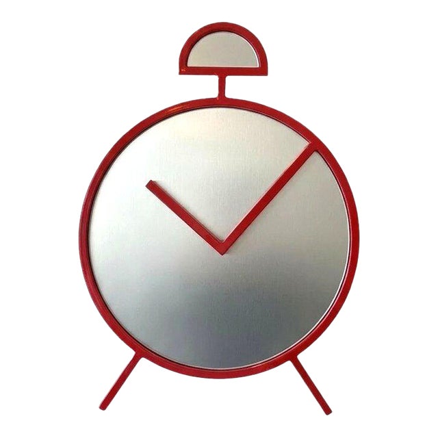 Postmodern Pop Art Design Red Wall Mirror "Clock" Shape – Pilm Italy, 1980s For Sale