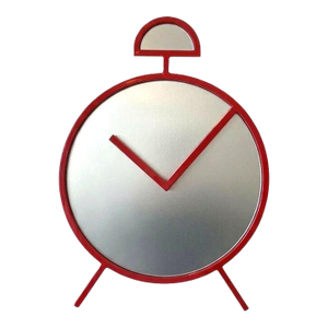 Postmodern Pop Art Design Red Wall Mirror "Clock" Shape – Pilm Italy, 1980s