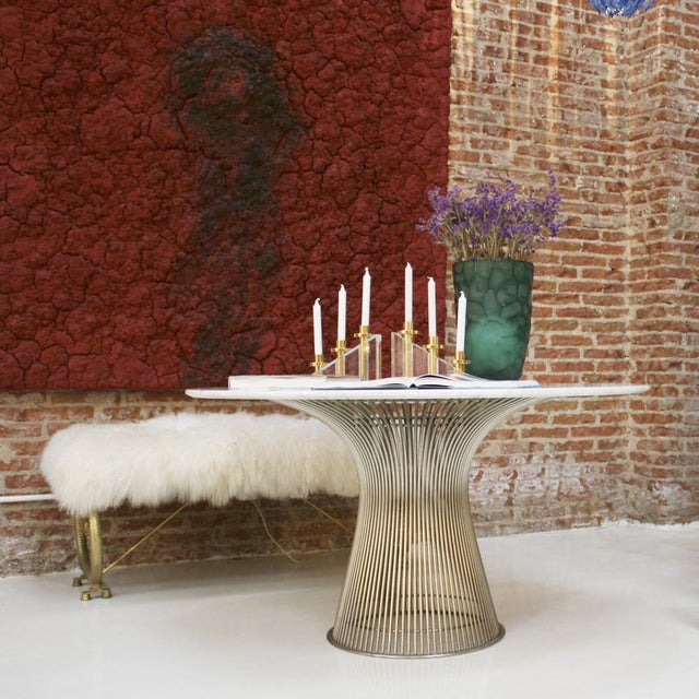 Mid-Century Modern Mid-Century Marble and Steel Dining Table by Warren Platner for Knoll Inc., 1970s For Sale - Image 3 of 5