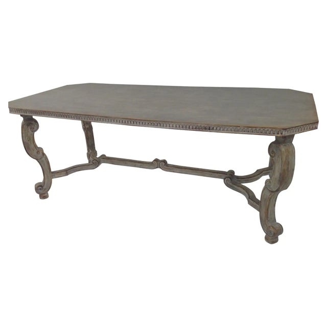 Gray Large Shabby Chic Gray Ceruse Dining Table For Sale - Image 8 of 8