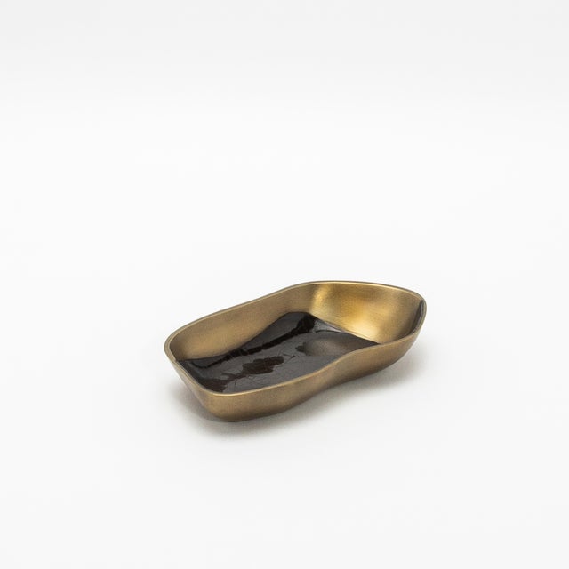 Bowl in Bronze Patina Brass With Black Shell Details by Kifu Paris