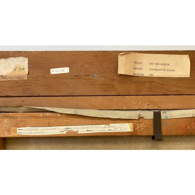 1950s "On The Beach" Figurative Oil Painting by Charlotte Brass, Framed For Sale In San Francisco - Image 6 of 7