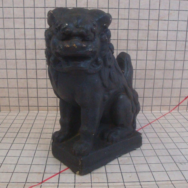 Concrete Black Foo Dog Garden Statue Chairish