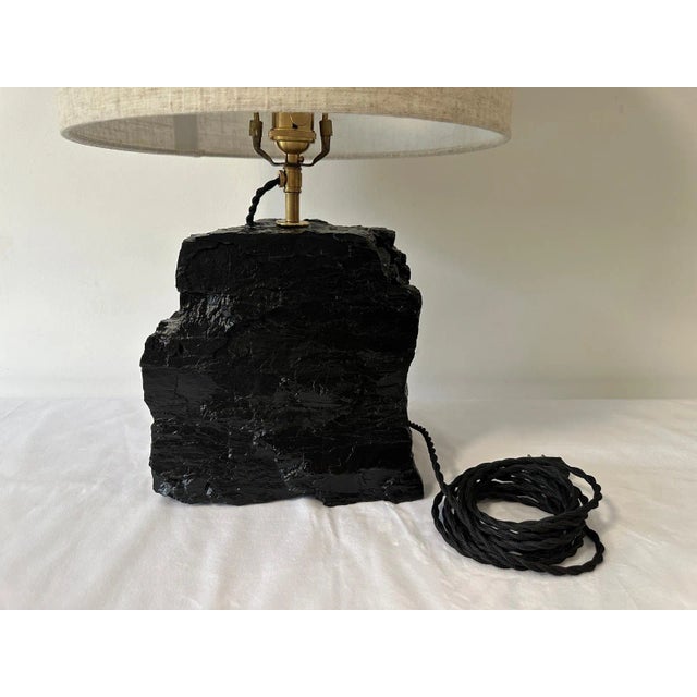 Charcoal / Black Coal Stone Lamp For Sale In Miami - Image 6 of 12