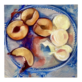"Peaches and Ice Cream" Original Contemporary Oil Painting by Tess Ramirez For Sale