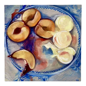 "Peaches and Ice Cream" Original Contemporary Oil Painting by Tess Ramirez