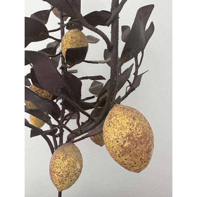 Metal Antique Tole Topiary With Stone Lemons For Sale - Image 7 of 11