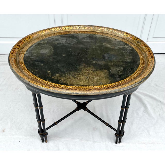 Antique English Faux Bamboo Papier Mache Tray Table Chairish