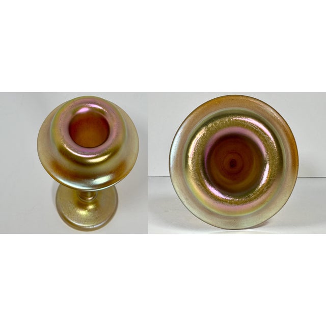 Early 20th Century Loetz Candia Silberiris Art Glass Vase: Gold Iridescent Mushroom Form For Sale - Image 5 of 10