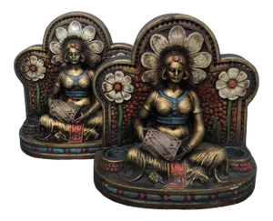 Original Vintage Art Deco Orientalist Romantic Female Figure Painted Plaster Bookends 1930’s