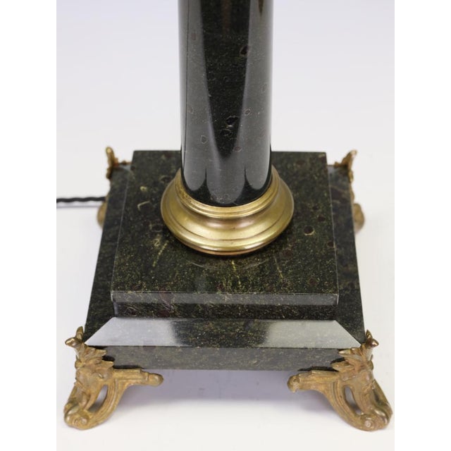 Antique 19th Century French Black Marble Column Table Lamp with Gilt Rococo, 1890 For Sale - Image 11 of 17