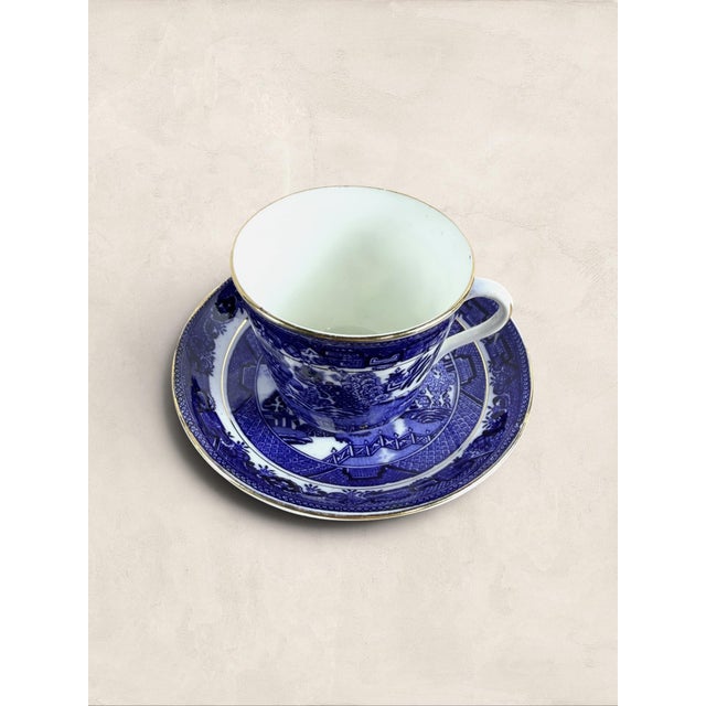 Antique English Queens China Blue Willow Bone China Cup & Saucer For Sale - Image 10 of 10
