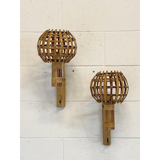 Bamboo Wall Lamps, 1970s, Set of 2 For Sale - Image 10 of 12