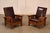 High Quality American Made Pair Of Stickley Mission Collection Morris Lounge Chairs Crafted In Solid Oak With Rich Medium...