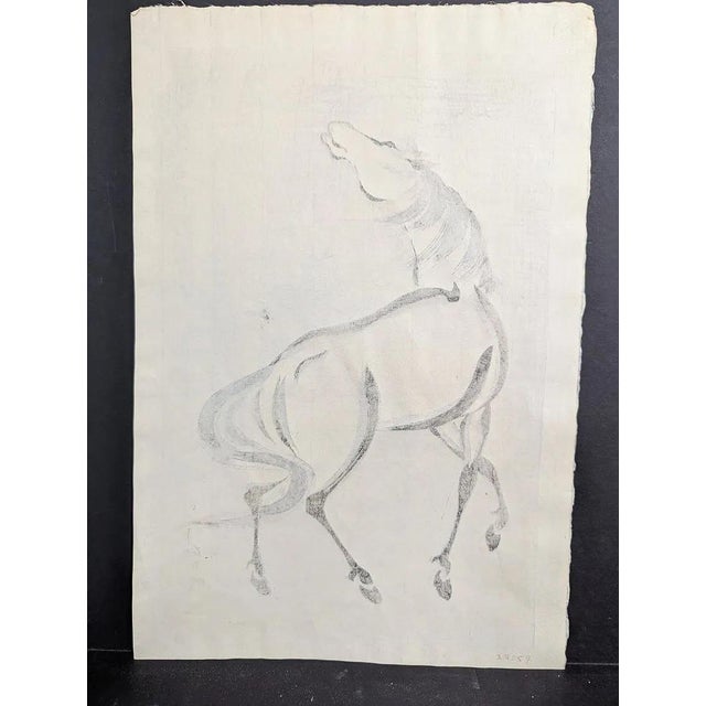 Vintage Japanese Rearing Horse Woodblock Print by Yoshijiro Urushibara (Mokuchu) For Sale - Image 9 of 9