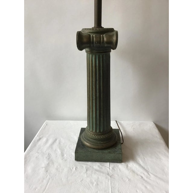 1960s Patinated Brass Ionic Column Lamp For Sale - Image 9 of 13