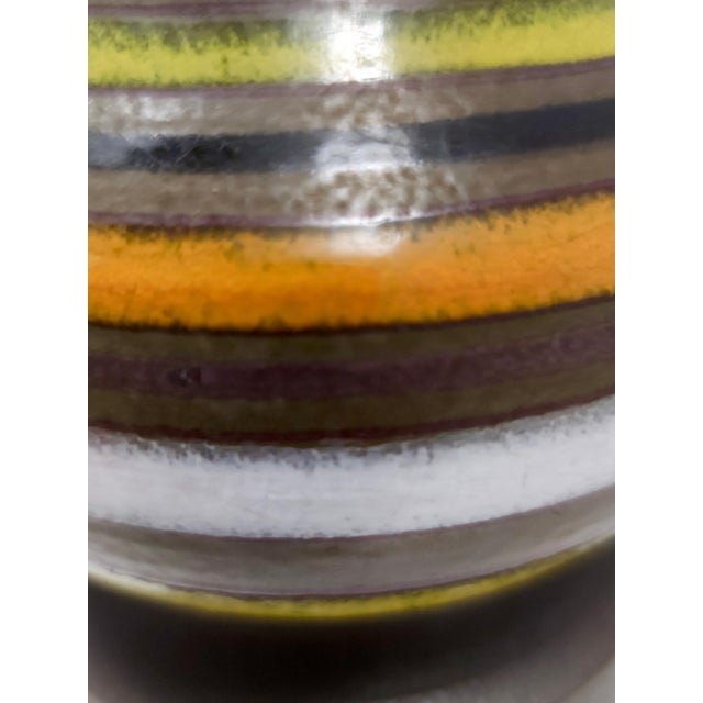 Ceramic Postmodern Brown Enameled Earthenware Vase attributed to Bitossi, 1970s For Sale - Image 7 of 8