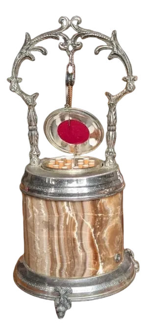 Vintage Musical Cigarette Dispenser with Ornate Metal Frame and Marble Base, 1980s