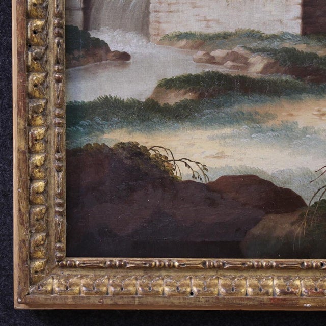 Italian Artist, Countryside Landscape with Genre Scene, 1750, Oil on Canvas, Framed For Sale - Image 7 of 15