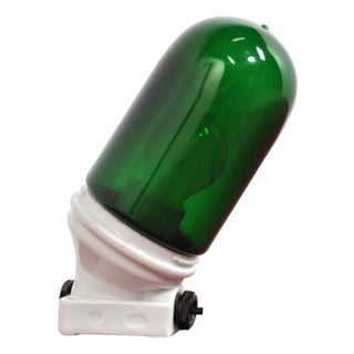 Vintage Porcelain Wall Light in Green, 1960s For Sale