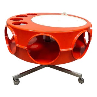 Vintage Space Age Dutch Orange Rotorbar Trolley, 1970s For Sale