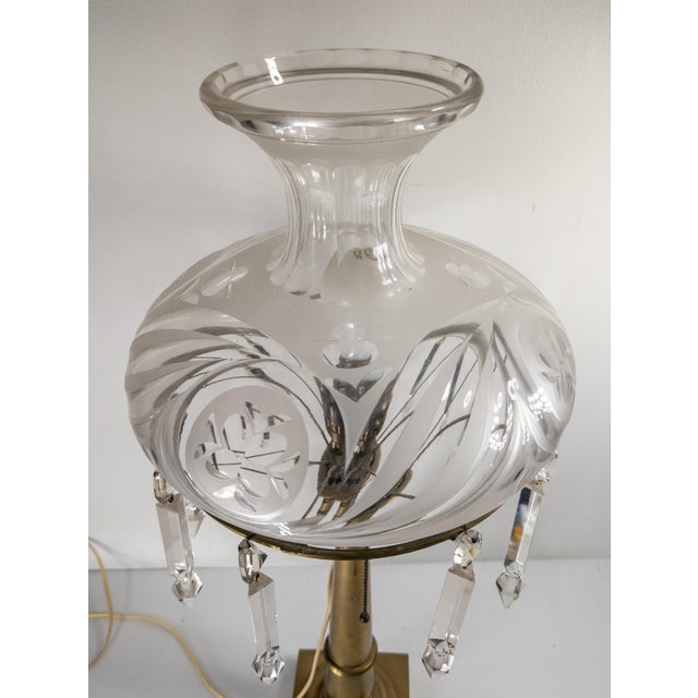 19th Century American Victorian Brass Astral Lamp With Frosted Glass Shade For Sale - Image 4 of 17