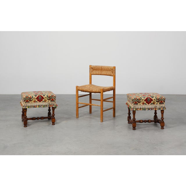 Antique Wood and Fabric Ottoman, France, 1890s For Sale - Image 10 of 11