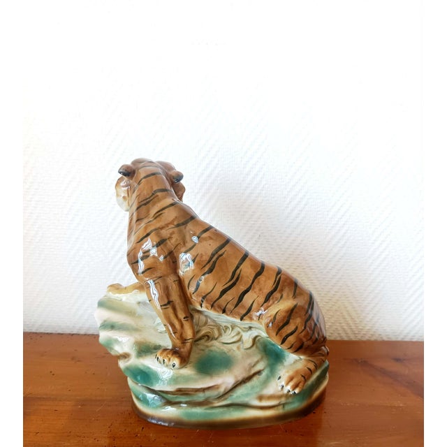 Black Glazed Ceramic Tiger, 1940-1950 For Sale - Image 8 of 11