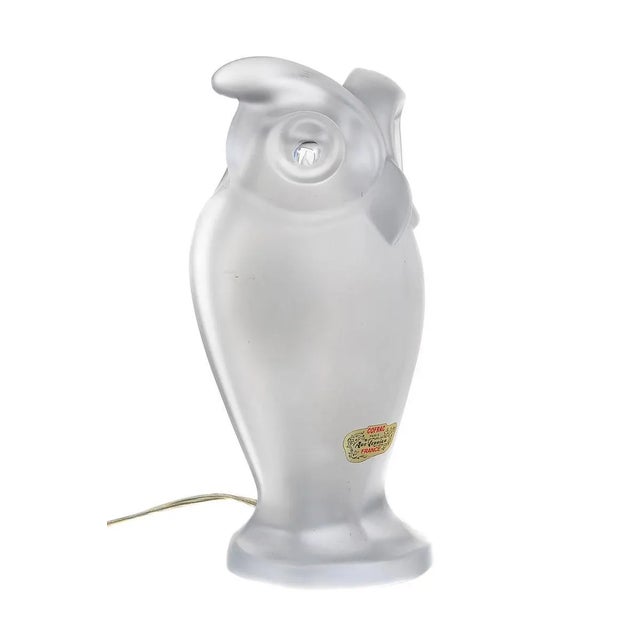 1960s 1960s Cofrac Owls Frost Glass Table Lamps - A Pair For Sale - Image 5 of 9