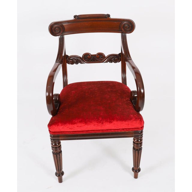 Hollywood Regency Antique 19th Century Regency Flame Mahogany High Dining Chairs, Set of 10 For Sale - Image 3 of 18