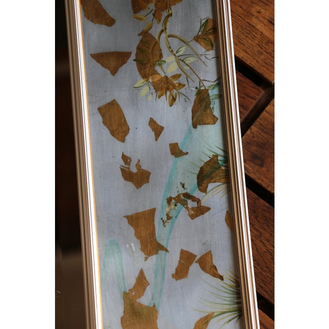Vintage LaBarge Chinoiserie Silver-Leaf Reverse-Painted Wall Mirror — 1970s For Sale - Image 11 of 18