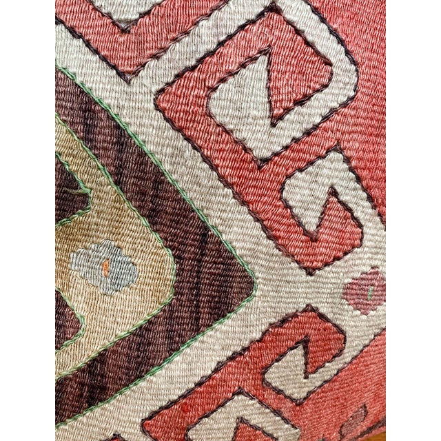 Late 20th Century Custom Red Kilim Rug Pillow For Sale - Image 5 of 8