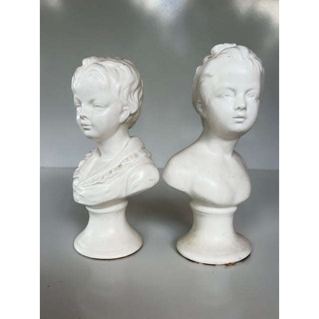 Victorian Set of 2, Vintage Louis Style Porcelain Busts For Sale - Image 3 of 7