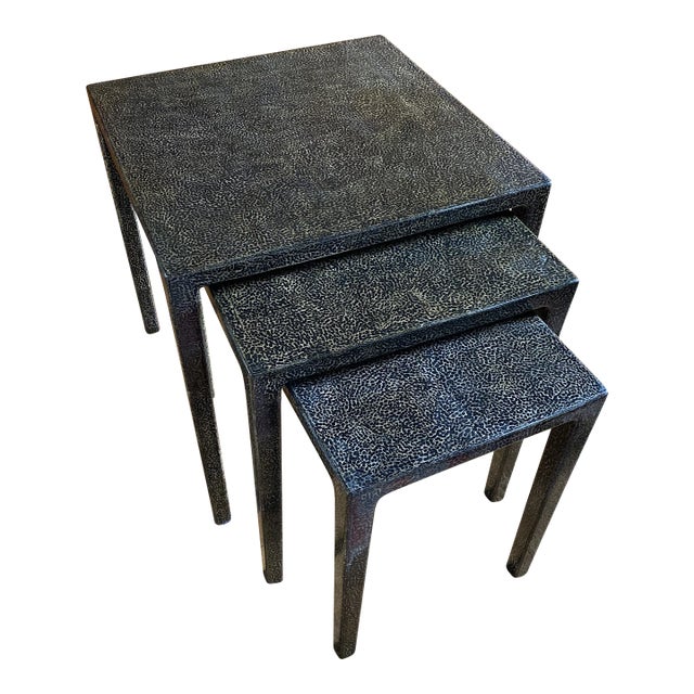 Gumps Black Gold Lacquer Nesting Tables - Set of 3 For Sale