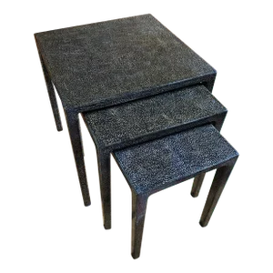 Gumps Black Gold Lacquer Nesting Tables - Set of 3
