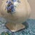 Vintage Iridescent Ivory Ceramic Pitcher Vase Hand-Painted Blue Flowers & Gilt Trim For Sale - Image 4 of 10