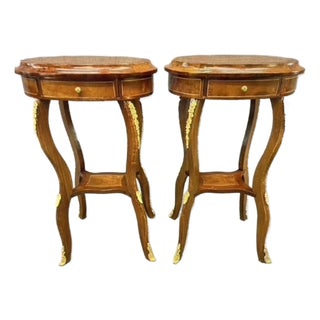 Antique French Louis XV Ormolu Side Tables – Gilt Bronze Salon Accent Pair For Sale