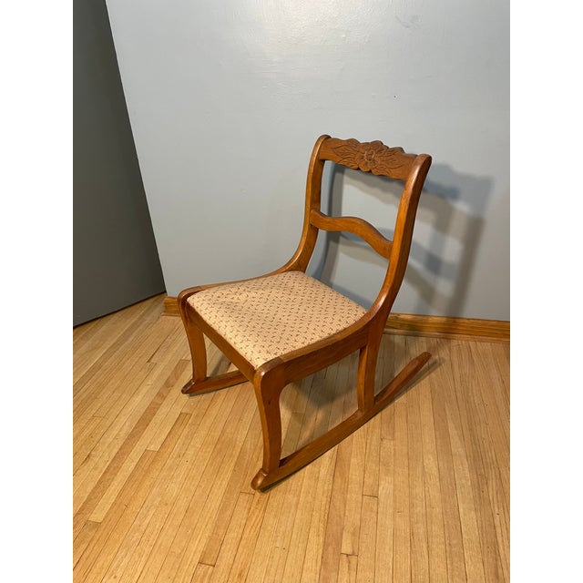 Marked under seat Tell City Chair Company Walnut Rose Back Rocking Chair. Great vintage TC solid wood, high quality made...